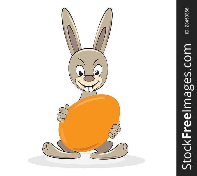 Funny Easter rabbit with egg. Vector cartoon illustration. Funny Easter rabbit with egg. Vector cartoon illustration.