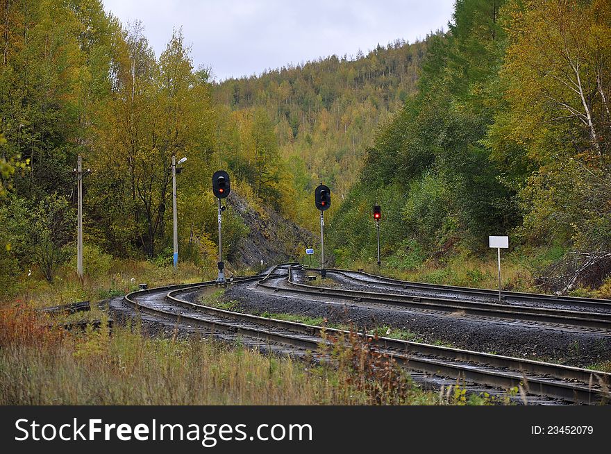 Railway in the mountains of the Far East