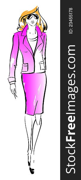 SKETCH. fashion girl. Hand-drawn fashion model. Vector illustration.