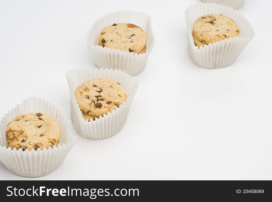 Oatmeal cookies over white background