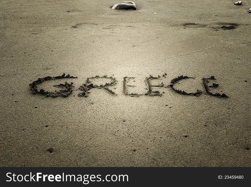 Greece, letters on the sand, destinations theme