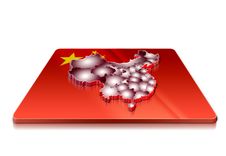 3D Map Of  Chinaon A 3d Flag Royalty Free Stock Photo