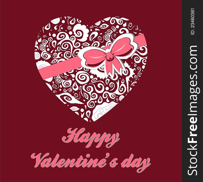 Valentine card on a dark red background. Valentine card on a dark red background