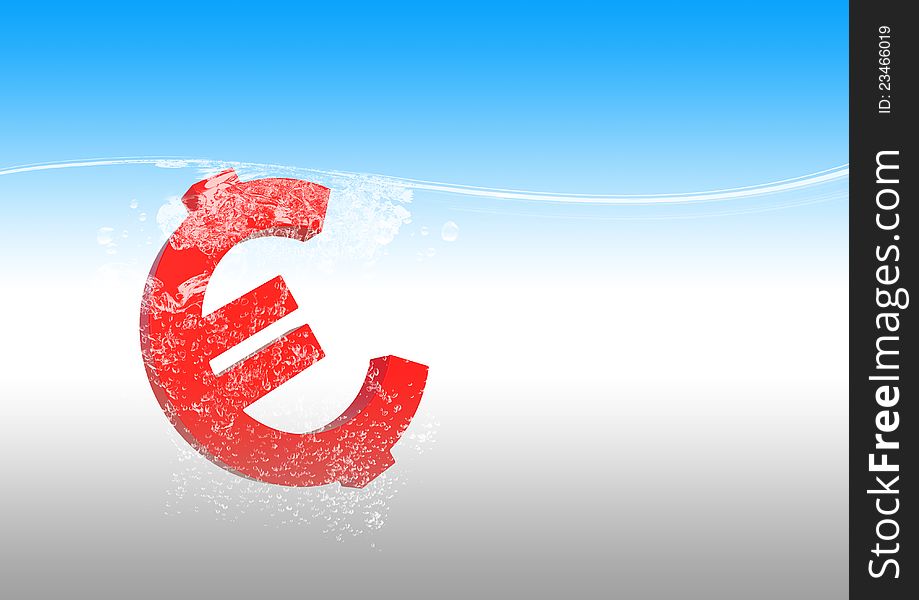 Euro in water to manipulate in computer graphic program