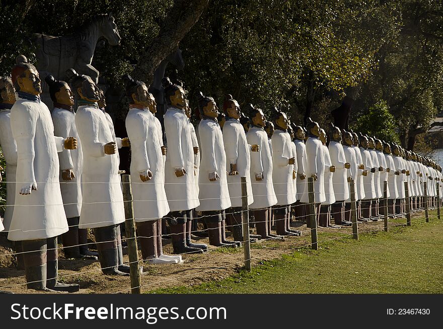 Lineup of terracotta soldiers