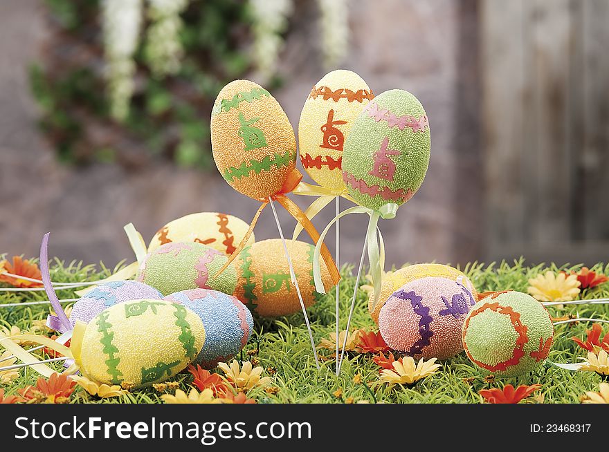 Objects to celebrate Easter holiday eggs. Objects to celebrate Easter holiday eggs