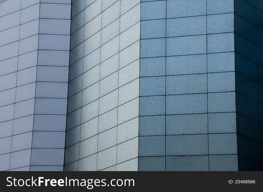 Fragment of modern architecture. Ceramic wall plates