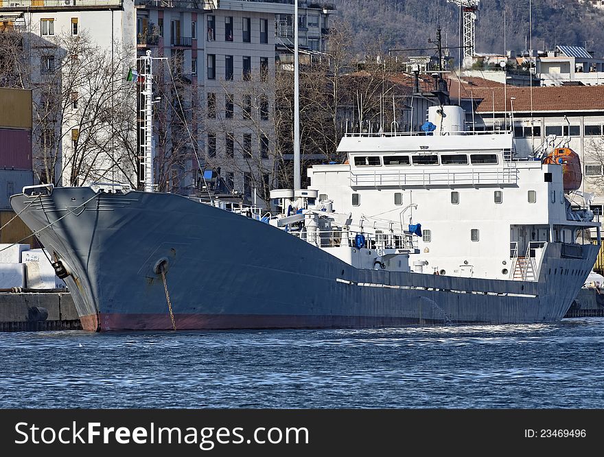 Detail of cargo ship in the port