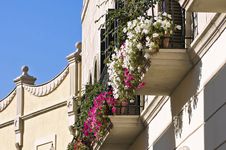 Balcony Decorated With Flowers Stock Photo