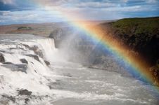 Waterfall With Beautiful Rainbow Stock Images