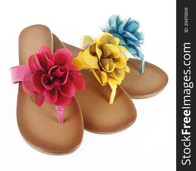 Colored flip-flops with flowers