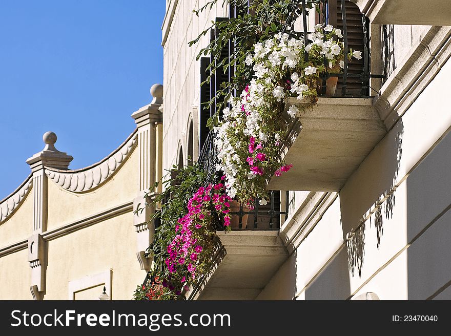 Balcony decorated with flowers