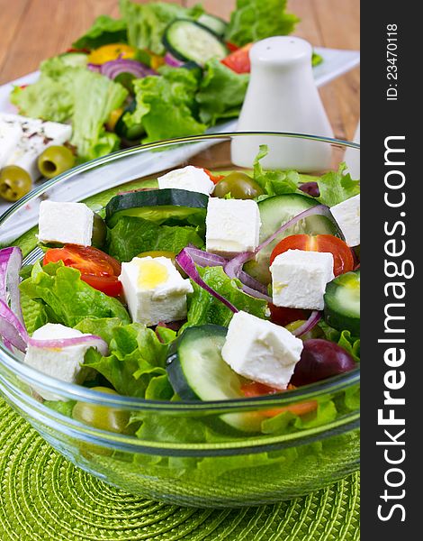Bowl with fresh Greek salad. Bowl with fresh Greek salad