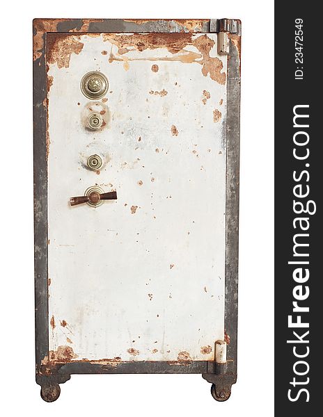 Vintage safe isolated on white background