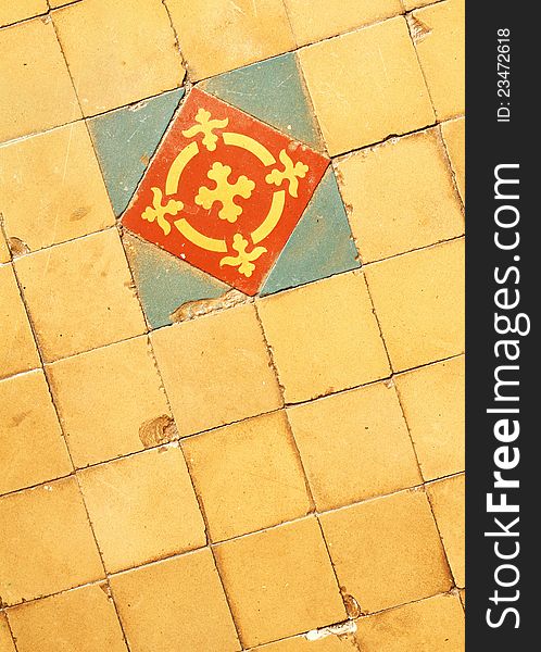 Pattern of vintage tile floor texture background