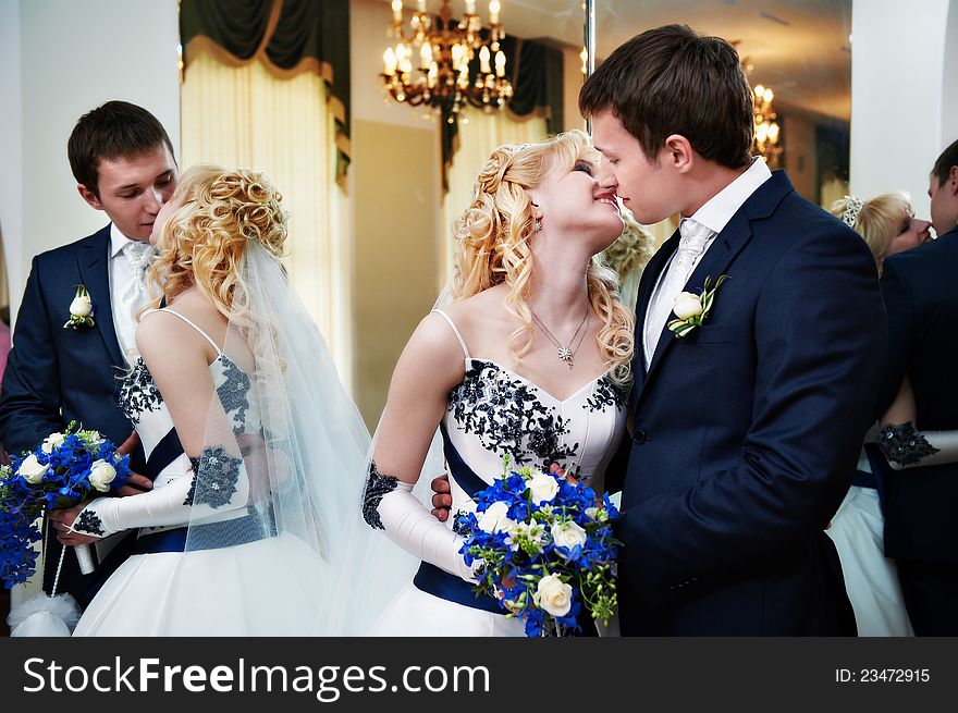 Kissing Bride And Groom