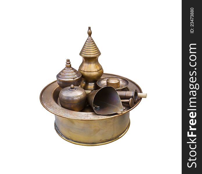 Antique brass pots