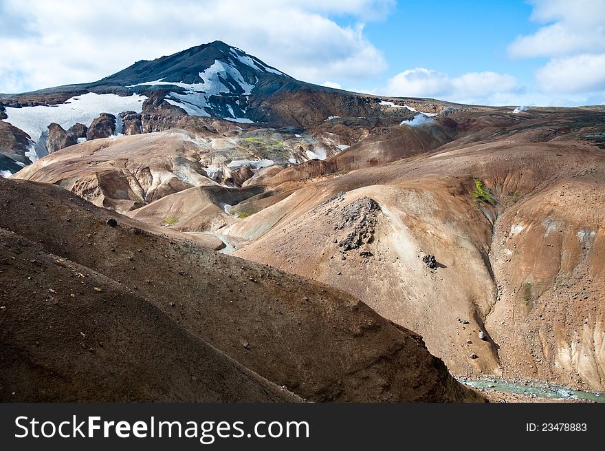 Rainbow mountains, popular tourist site in Iceland. Rainbow mountains, popular tourist site in Iceland