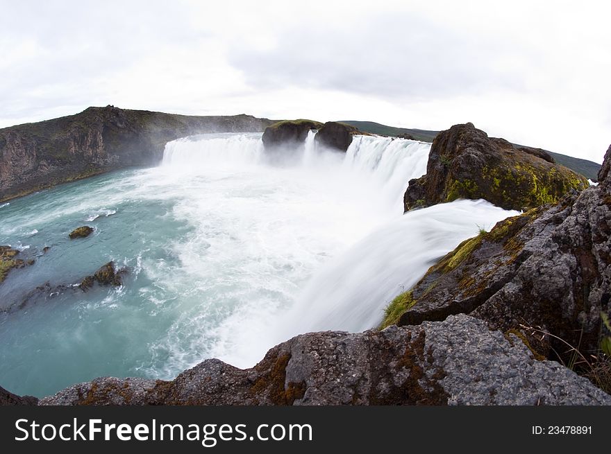 Godafoss Falls, waterfall in Iceland. Godafoss Falls, waterfall in Iceland