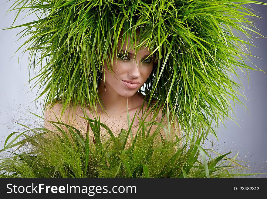 Ecology woman in green concept. Ecology woman in green concept