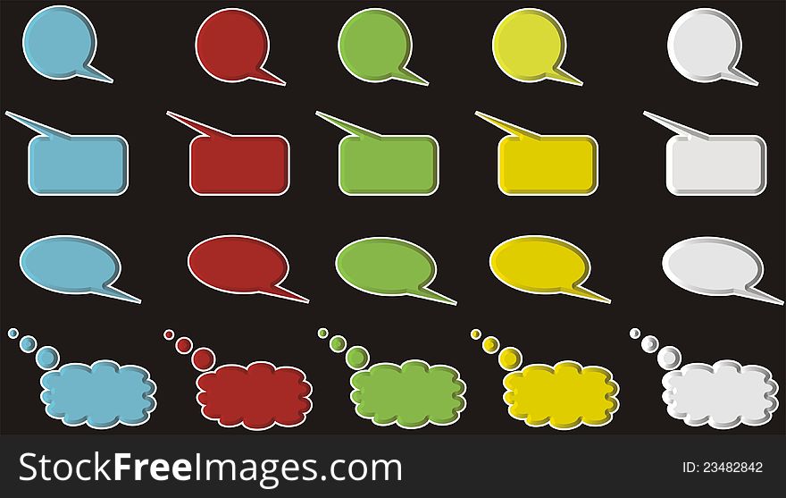 Balloons set with 5 colors and 4 shapes