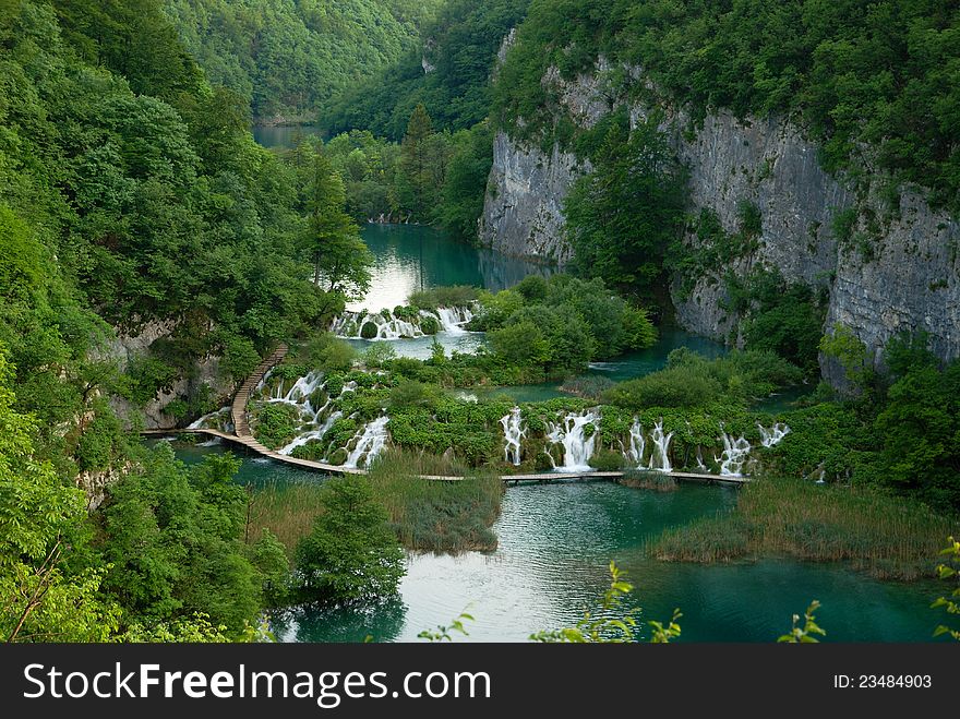 Waterfalls in the reserve Plitvice Lakes, Croatia. Waterfalls in the reserve Plitvice Lakes, Croatia