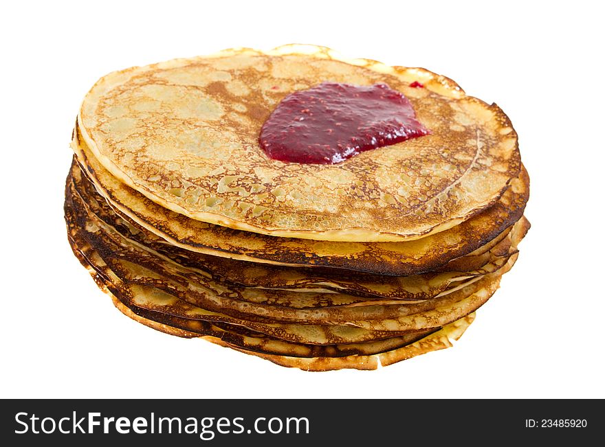 Pancakes with the raspberry jam