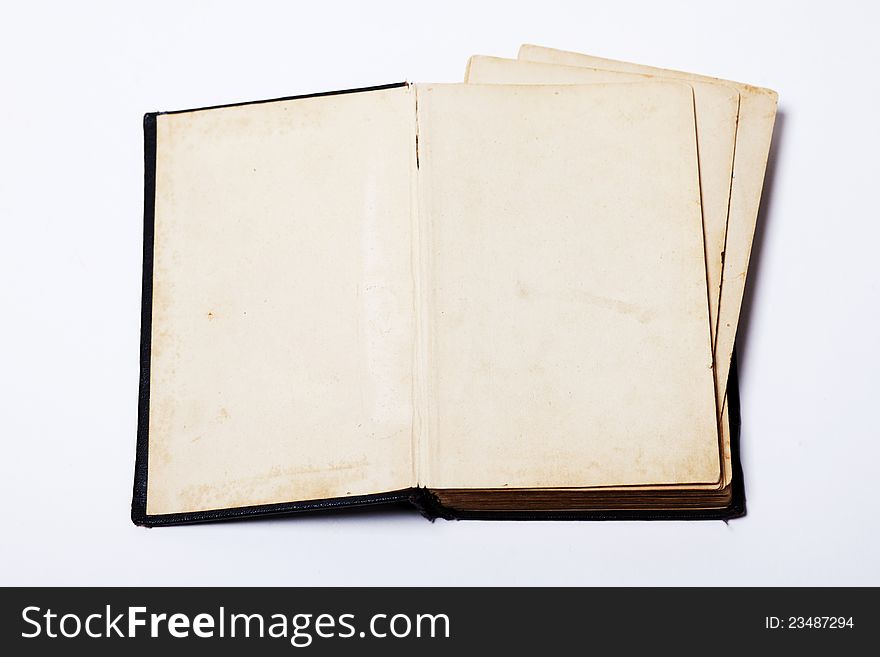 Open Old Book On White Background