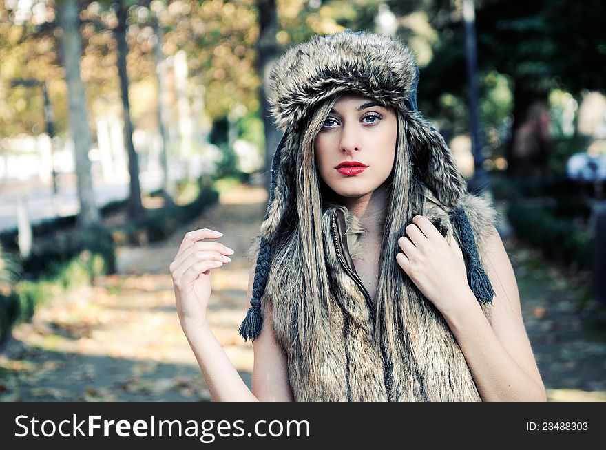 Beautiful Girl With The Winter Hat On