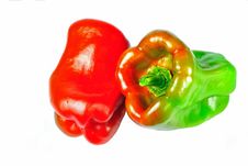 Fresh Red And Green Bell Peppers Stock Photos