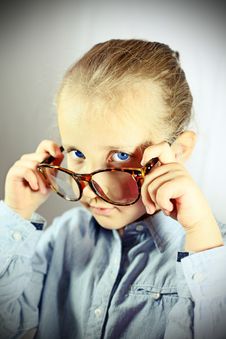 Schoolgirl With Big Glasses Blue Eye Royalty Free Stock Photos Schoolgirl With Big Glasses Blue Eye Royalty Free Stock Photos