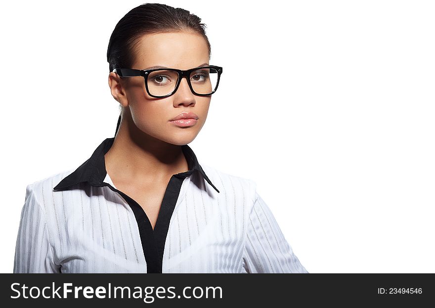 Portrait of beautiful business woman wearing glasses