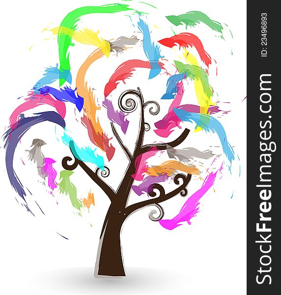 Creative abstract colorful tree concept artwork