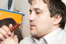 Man With Hookah Stock Photography