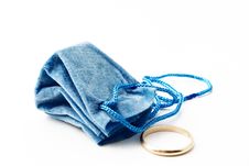 Velvet Pouch And Golden Ring Royalty Free Stock Photo Velvet Pouch And Golden Ring Royalty Free Stock Photo
