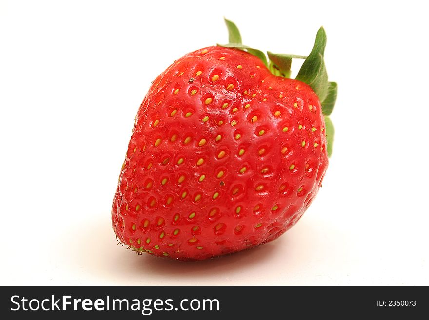 Picture of a single strawberry on white