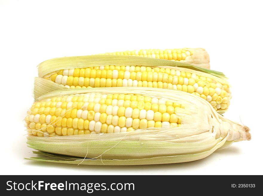 Picture of a corn on the cob on white