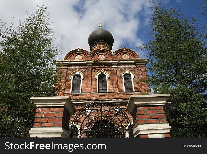 Front of brick church in the summer, Moscow. Front of brick church in the summer, Moscow