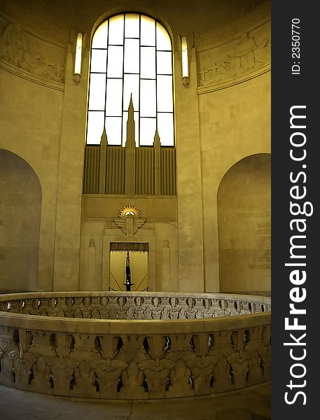 Stone interior of anzac war memorial in sydney,. Stone interior of anzac war memorial in sydney,