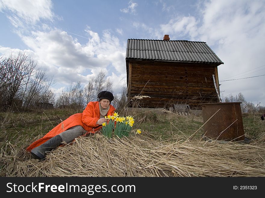 Woman and flowers