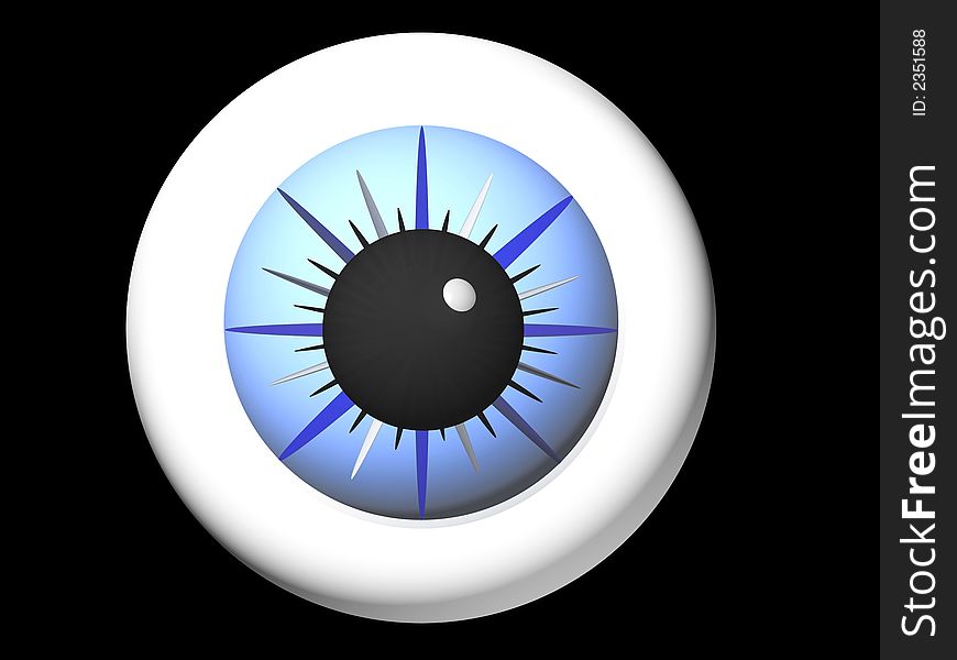 Blue eye, on a black background. Computer generated