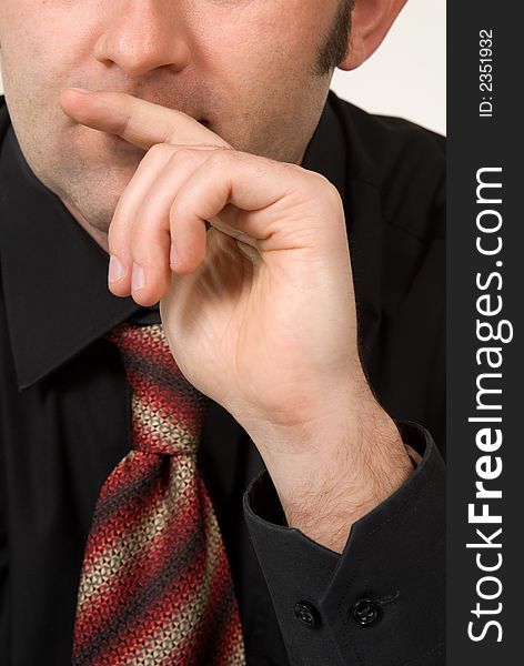 Businessman dressed in black suit