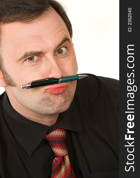 Businessman dressed in black suit