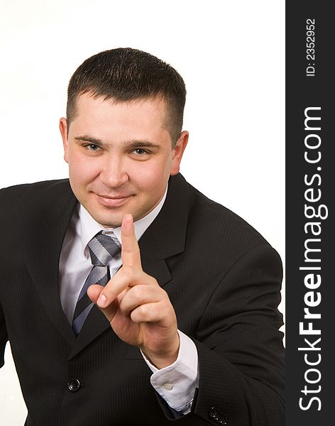 Young man in business over white background. Young man in business over white background