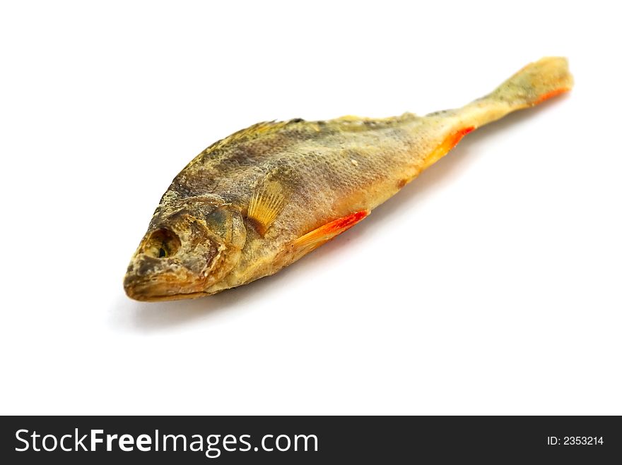 Beautiful the dried perch on a white background. Beautiful the dried perch on a white background