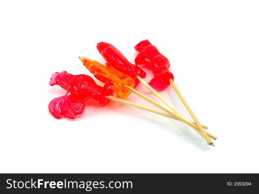 Beautiful sugar candies on a white background