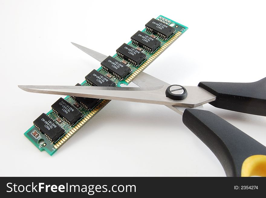 Scissors Cutting Computer Chip