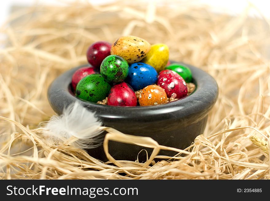 Colorful Eggs In Bowl