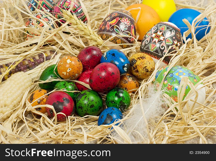 Easter Eggs In Straw