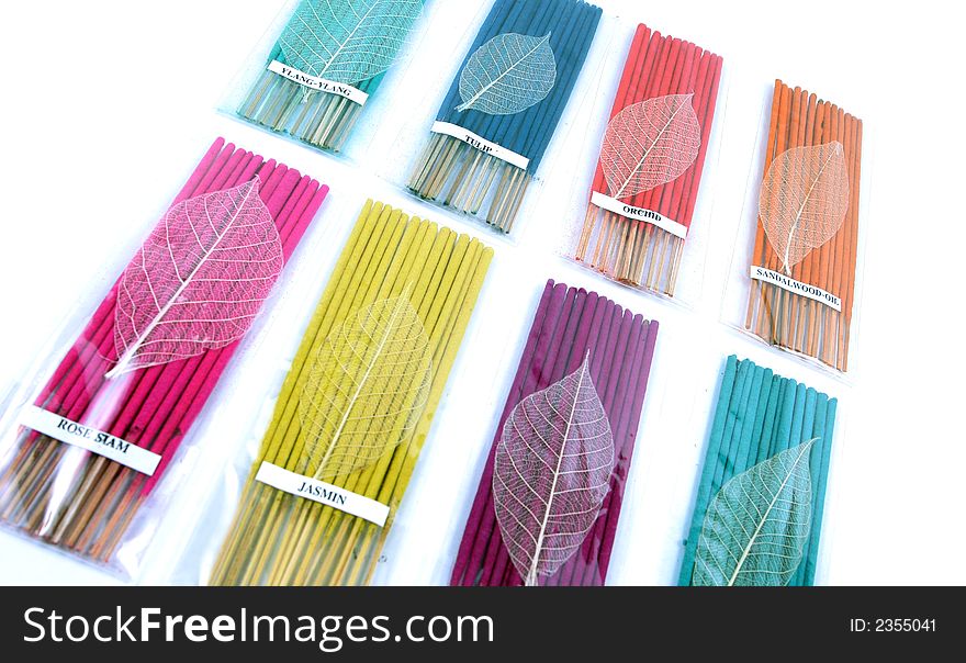 Incense sticks isolated on white